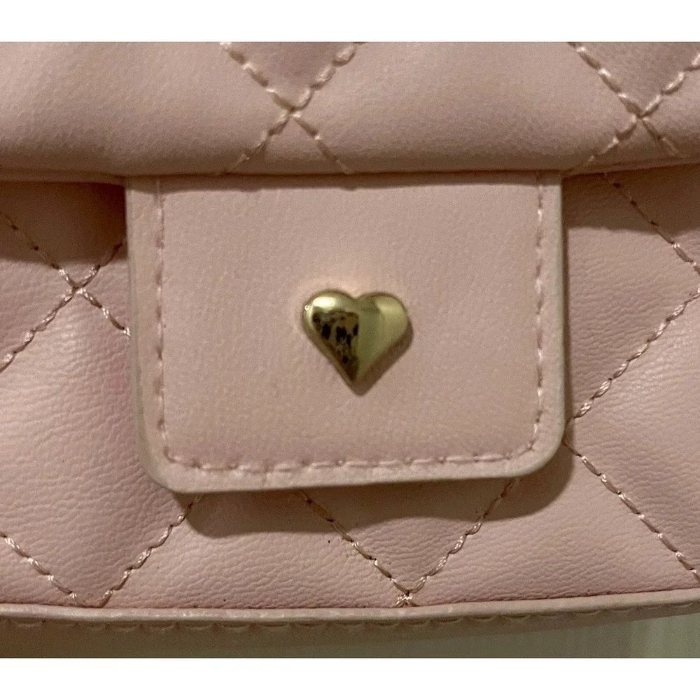 H&M Girls Pink Quilted Crossbody Bag Heart Clasp Kids Easter Dress Up Mini Purse